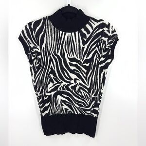 Vintage Cache Sweater Womens Medium Zebra Print Y2K Stretch Old Money Statement